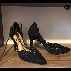 Never worn black suede stiletto